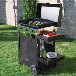Combo Plancha Gaz Initial 65 + Chariot Acier Noir - ENO -Napo Barbecues Magasin combo plancha gaz initial 65 chariot acier noir 2