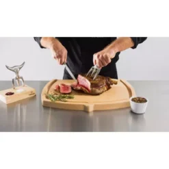 Fourchette TRIDENS Poli-Miroir Avec Socle Bois -Napo Barbecues Magasin lot fourchette tridens poli miroir avec socle bois 3